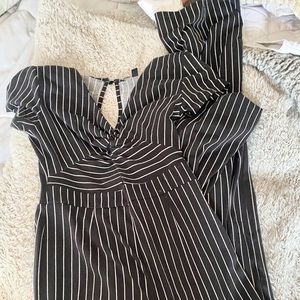 Black striped jumpsuit
